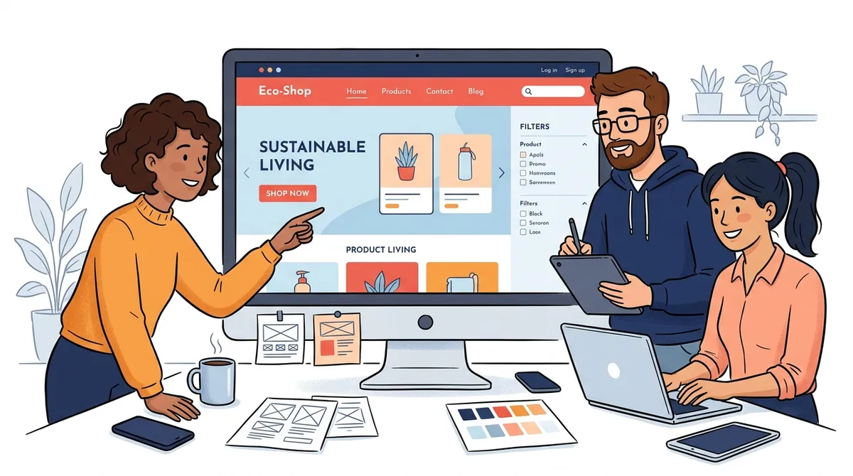 Adviyo software developers and UI designers collaborating on modern responsive website interfaces